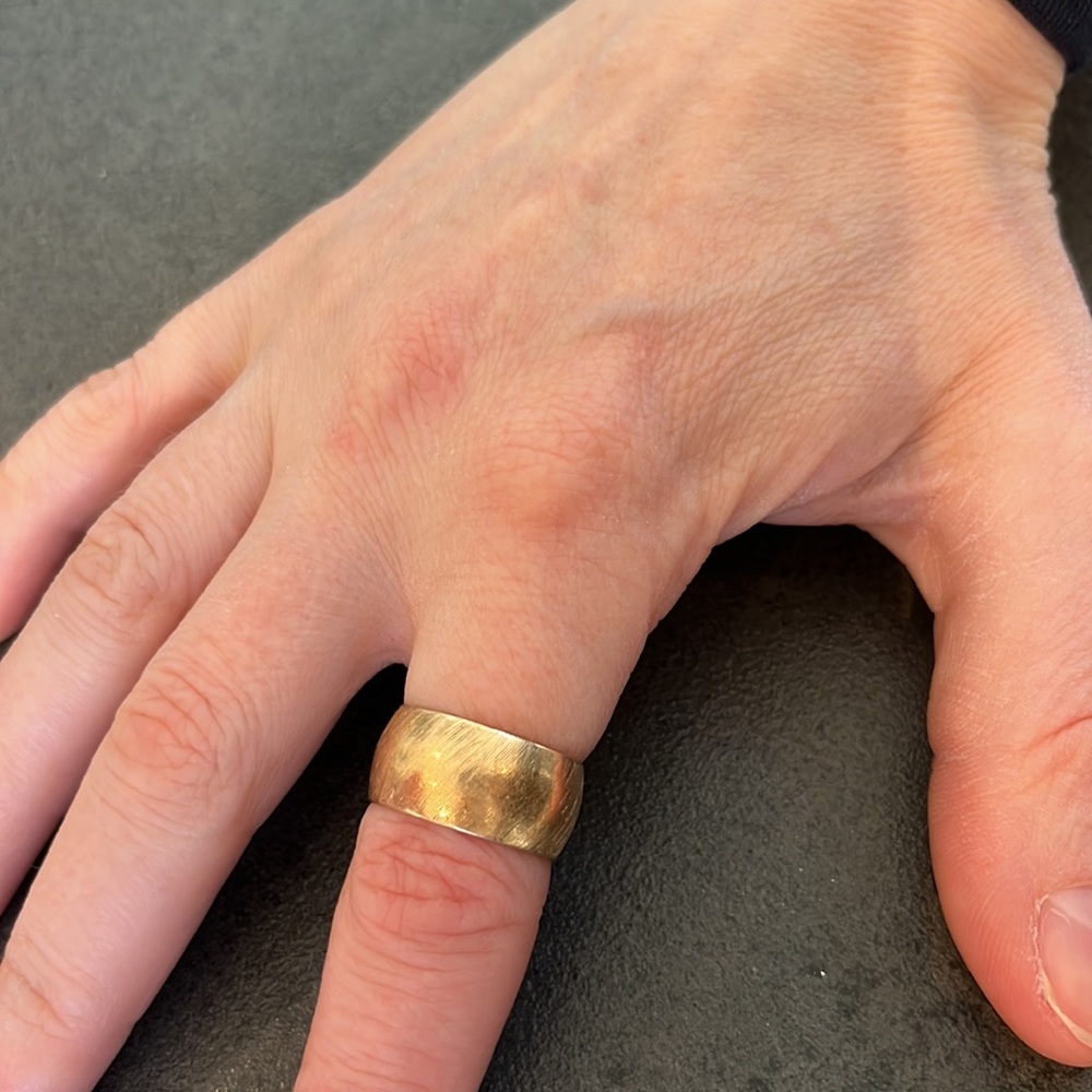 14K SOLID GOLD Brushed Finish Band Ring - 9.4 mm.
